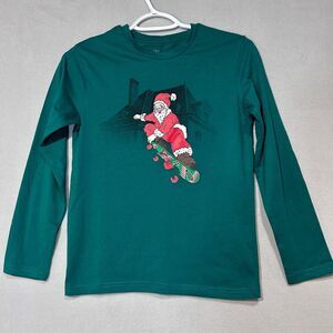 Falls Creek‎ green Santa long sleeve shirt kids Large 10-12